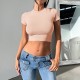 Diyun Cross-border Trade Y2K style women's clothing Amazon Spring/Summer 2024 Solid color Slimming Crop top Diyun Cross-border Trade Y2K style women's clothing Amazon Spring/Summer 2024 Solid color Slimming Crop top