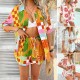 Diyun 2025 Spring/Summer Cross-border European, American, Bohemian and Indian Casual Vacation Style Flower contrast color cardigan Short pants set Diyun 2025 Spring/Summer Cross-border European, American, Bohemian and Indian Casual Vacation Style Flower contrast color cardigan Short pants set