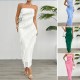Diyun European and American women's clothing cross-border trade Amazon 2025 Spring/Summer Sexy body-hugging solid color strapless dress