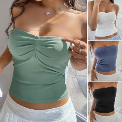 Diyun 2025 Spring/Summer European and American women's clothing Amazon Y2K Sweet and Spicy Style knitted versatile base layer strapless top