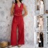 Di Yun 2025 Spring/Summer Cross-border European and American Casual Vacation Commuting Style Solid Color cardigan bm waistcoat wide-leg long pants set