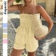 Diyun Cross-border European and American Casual and simple strapless black ear-trimmed shorts Women's set for Summer 2025 Amazon Independent Store