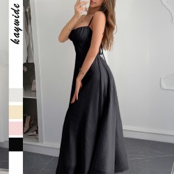 Diyun Cross-border Casual Vacation Mini Halter Slimming Long Dress for Women's wear Spring/Summer 2025 Amazon Independent Store