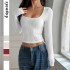 Diyun Cross-border European and American Y2K sexy style solid color long-sleeved vest T-shirt women's clothing 2025 Spring/Summer Amazon Independent Store