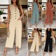 Diyun Amazon Cross-border European and American women's Clothing Spring/Summer 2024 export elegant solid color button-down one-piece pants Diyun Amazon Cross-border European and American women's Clothing Spring/Summer 2024 export elegant solid color button-down one-piece pants