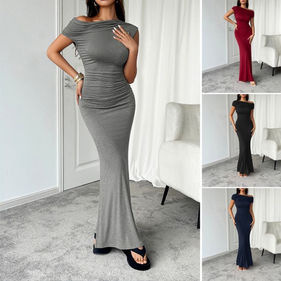 Di Yun's Spring/Summer 2025 cross-border Amazon dress for women is a sexy, slimming, off-the-shoulder short-sleeved one-step body-hugging dress Di Yun's Spring/Summer 2025 cross-border Amazon dress for women is a sexy, slimming, off-the-shoulder short-sleeved one-step body-hugging dress