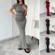 Di Yun's Spring/Summer 2025 cross-border Amazon dress for women is a sexy, slimming, off-the-shoulder short-sleeved one-step body-hugging dress Di Yun's Spring/Summer 2025 cross-border Amazon dress for women is a sexy, slimming, off-the-shoulder short-sleeved one-step body-hugging dress