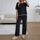 Diyun Cross-border Amazon Fashion Women's Wear 2025 Spring/Summer Export Style Casual Long Pants Short Sleeve Knitted Set for Women Diyun Cross-border Amazon Fashion Women's Wear 2025 Spring/Summer Export Style Casual Long Pants Short Sleeve Knitted Set for Women