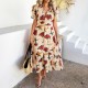 Diyun Cross-border European and American 2025 Spring/Summer Bohemian Sexy Deep V Chiffon Printed short-sleeved dress for children