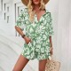 Diyun Cross-border European and American vacation-style printed shirt Women's Set 2025 Summer Export Casual Shorts Two-piece Set Diyun Cross-border European and American vacation-style printed shirt Women's Set 2025 Summer Export Casual Shorts Two-piece Set