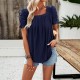 Diyun European and American women's clothing Amazon Spring/Summer 2024 Export Casual solid color square neck hollowed-out short-sleeved shirt top Diyun European and American women's clothing Amazon Spring/Summer 2024 Export Casual solid color square neck hollowed-out short-sleeved shirt top