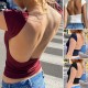 Di Yun's Spring/Summer 2025 Amazon European and American Y2K sexy Hot Girl, hollowed-out backless solid color top, short sleeve women's T-shirt Di Yun's Spring/Summer 2025 Amazon European and American Y2K sexy Hot Girl, hollowed-out backless solid color top, short sleeve women's T-shirt
