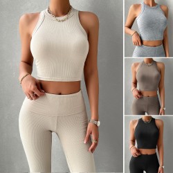 Diyun Amazon Cross-border European and American Women's Clothing 2024 Spring/Summer New sleeveless Slim Sporty Casual set
