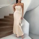 Diyun Cross-border 2025 Spring/Summer European and American French sexy Slimming Solid color strapless evening dress Dress Long Dress Women's wear Diyun Cross-border 2025 Spring/Summer European and American French sexy Slimming Solid color strapless evening dress Dress Long Dress Women's wear