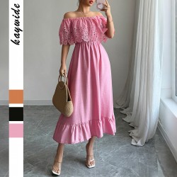 Diyun Cross-border European and American elegant A-line corset long dress for women's clothing 2025 summer independent store on Amazon