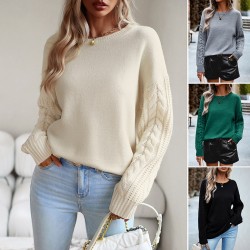 Diyun European and American cross-border Amazon round-neck sweater Women's 2023 Autumn/Winter Export Women's long-sleeved knitted sweater top
