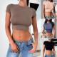 Diyun Cross-border Trade Y2K style women's clothing Amazon Spring/Summer 2024 Solid color Slimming Crop top Diyun Cross-border Trade Y2K style women's clothing Amazon Spring/Summer 2024 Solid color Slimming Crop top