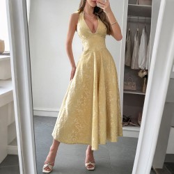 Diyun's elegant European and American evening gowns, halter waisted long dresses, women's wear, Spring/Summer 2025 Amazon Independent Store