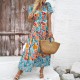 Diyun Cross-border European and American vacation Casual style printed dress Women's clothing Spring/Summer 2025 Amazon Independent Foreign Trade Station