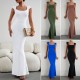 Diyun European and American cross-border Women's Clothing 2023 Autumn Export Amazon Independent Station Slimming and sexy square neck knitted dress Diyun European and American cross-border Women's Clothing 2023 Autumn Export Amazon Independent Station Slimming and sexy square neck knitted dress