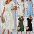 Diyun Cross-border Women's Clothing Amazon Spring/Summer 2025 Foreign Trade Elegant Casual Polka dot V-neck Short-sleeved dress