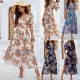 Diyun Cross-border Independent Station European and American Women's Clothing 2025 Spring/Summer Export Style Printed Waist Short Sleeved dress Diyun Cross-border Independent Station European and American Women's Clothing 2025 Spring/Summer Export Style Printed Waist Short Sleeved dress