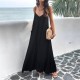 Diyun European and American women's clothing Amazon Foreign Trade 2024 Spring/Summer Elegant solid color halter dress