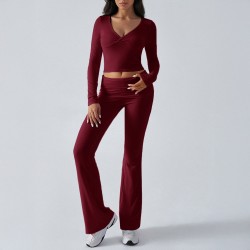 Diyun 2024 Cross-border European and American Women's Clothing Amazon Casual, sporty, Slimming Knitted long-sleeved and long-Pants Two-piece Set