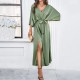 Diyun Cross-border Amazon European and American Women's Clothing 2025 Spring/Summer Export elegant high-waisted V-neck loose dress