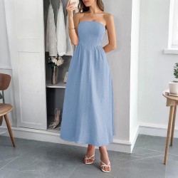 Diyun Cross-border European and American elegant strapless A-line dress for women's clothing 2025 summer independent store on Amazon