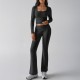 Diyun Cross-border Foreign Trade 2024 Autumn/Winter Solid-color casual knitted long-sleeved top, yoga wear and two-piece pants set for Europe and America