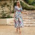 Diyun designed a cross-border Amazon dress for Europe and America in the summer of 2025, featuring a chic, waist-cinched, deep V-neck and printed long dress