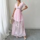 Diyun Cross-border European and American elegant style deep V high-end women's dress 2025 Spring/Summer Amazon Independent Store Diyun Cross-border European and American elegant style deep V high-end women's dress 2025 Spring/Summer Amazon Independent Store