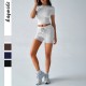 Diyun Cross-border European and American yoga sporty Style solid color short-sleeved belt and short pants women's set for Spring/Summer 2025 Amazon Diyun Cross-border European and American yoga sporty Style solid color short-sleeved belt and short pants women's set for Spring/Summer 2025 Amazon