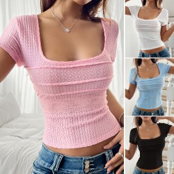 Diyun Cross-border European and American 2025 Spring/Summer Y2K top Casual Sexy Backless Tie Bow short-sleeved T-shirt women's wear
