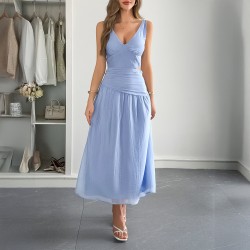 Diyun Cross-border elegant and stylish deep V waist-exposing long dress for women's clothing Spring/Summer 2025 Amazon Independent Store