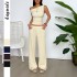 Diyun's European and American sporty, simple sleeveless vest, solid color long pants set for women's clothing Spring/Summer 2025 Amazon Independent Store