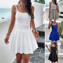 Diyun Cross-border European and American women's clothing Amazon Spring/Summer 2025 export elegant solid color halter sports dress