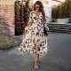 Diyun European and American cross-border V-neck floral print dress 2025 Summer Export women's clothing vacation Casual printed long dress for children