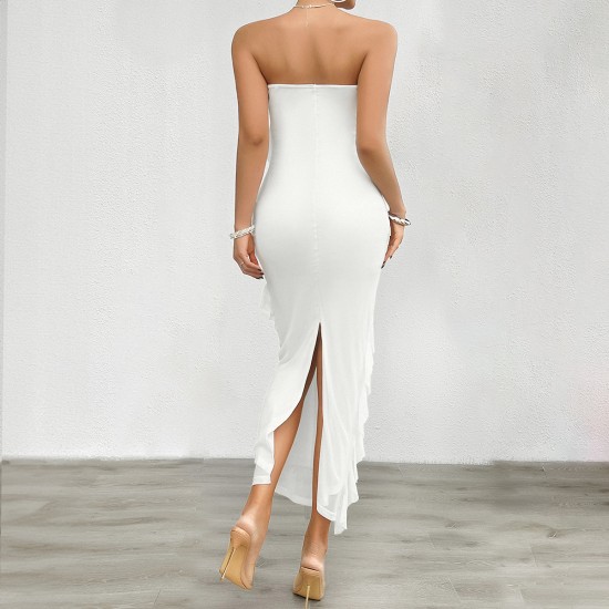 Diyun European and American women's clothing cross-border trade Amazon 2025 Spring/Summer Sexy body-hugging solid color strapless dress