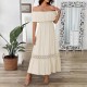 Diyun Cross-border European and American vacation casual style one-shoulder cinched waist Dress Women's clothing for Spring/Summer 2025 Amazon Export Diyun Cross-border European and American vacation casual style one-shoulder cinched waist Dress Women's clothing for Spring/Summer 2025 Amazon Export
