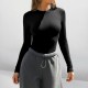 Diyun 2025 Spring/Summer Cross-border Amazon European and American Y2K knitted solid color slimming round neck long-sleeved T-shirt women's clothing Diyun 2025 Spring/Summer Cross-border Amazon European and American Y2K knitted solid color slimming round neck long-sleeved T-shirt women's clothing