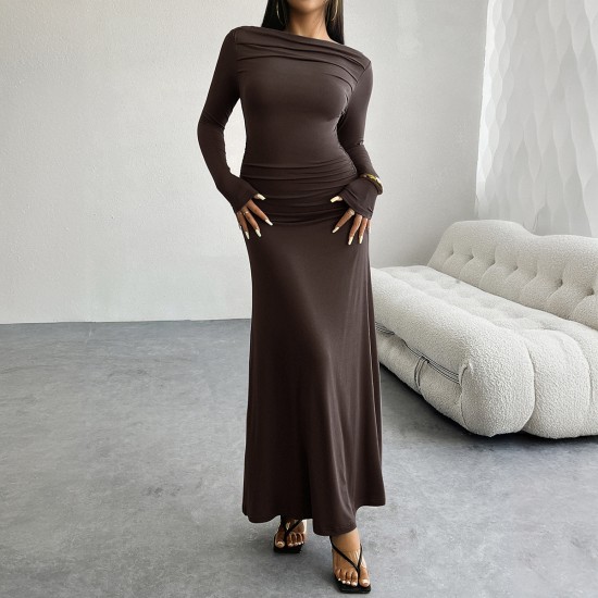 Diyun Cross-border 2024 Autumn/Winter Amazon European and American foreign Trade Women's Clothing, solid color, body-hugging one-shoulder dress Diyun Cross-border 2024 Autumn/Winter Amazon European and American foreign Trade Women's Clothing, solid color, body-hugging one-shoulder dress
