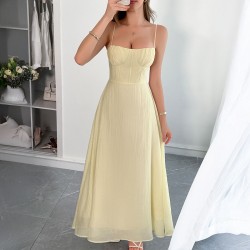 Diyun Cross-border Casual Vacation Mini Halter Slimming Long Dress for Women's wear Spring/Summer 2025 Amazon Independent Store
