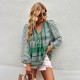 Self-developed and designed Amazon-style Pomixia vacation-style shirt, color-blocking print, all-season top and shirt for women