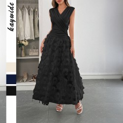 Diyun Cross-border European and American elegant style patchwork fashionable long dress women's clothing 2025 Summer Amazon Independent Station
