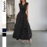 Diyun Cross-border European and American elegant style patchwork fashionable long dress women's clothing 2025 Summer Amazon Independent Station