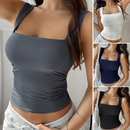 Di Yun's Spring/Summer 2025 Amazon European and American style top and vest women's Y2K solid color sexy Spice Girl Crop top short style Di Yun's Spring/Summer 2025 Amazon European and American style top and vest women's Y2K solid color sexy Spice Girl Crop top short style
