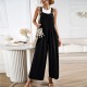 Diyun European and American cross-border women's clothing Amazon solid color Overalls 2023 Summer Export Loose wide-leg one-piece pants Diyun European and American cross-border women's clothing Amazon solid color Overalls 2023 Summer Export Loose wide-leg one-piece pants