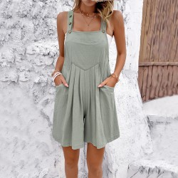 Diyun Amazon Cross-border European and American women's Clothing 2024 Spring/Summer Casual and Elegant solid color halter short one-piece pants